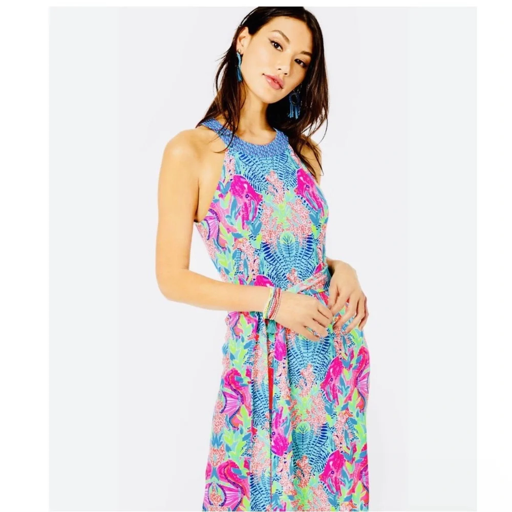 Lilly Pulitzer Monterrey Maxi Knit Dress Multi Reeflections Tropical Blue/Pink M - Picture 6 of 14